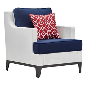 Tommy Hilfiger Hampton Outdoor Mesh Chair with Cushions White and Navy