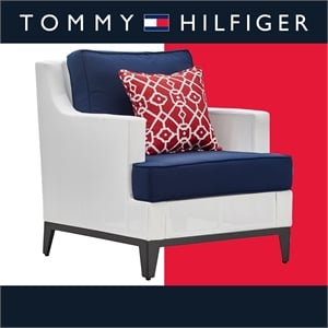 Tommy Hilfiger Hampton Outdoor Mesh Chair with Cushions White and Navy