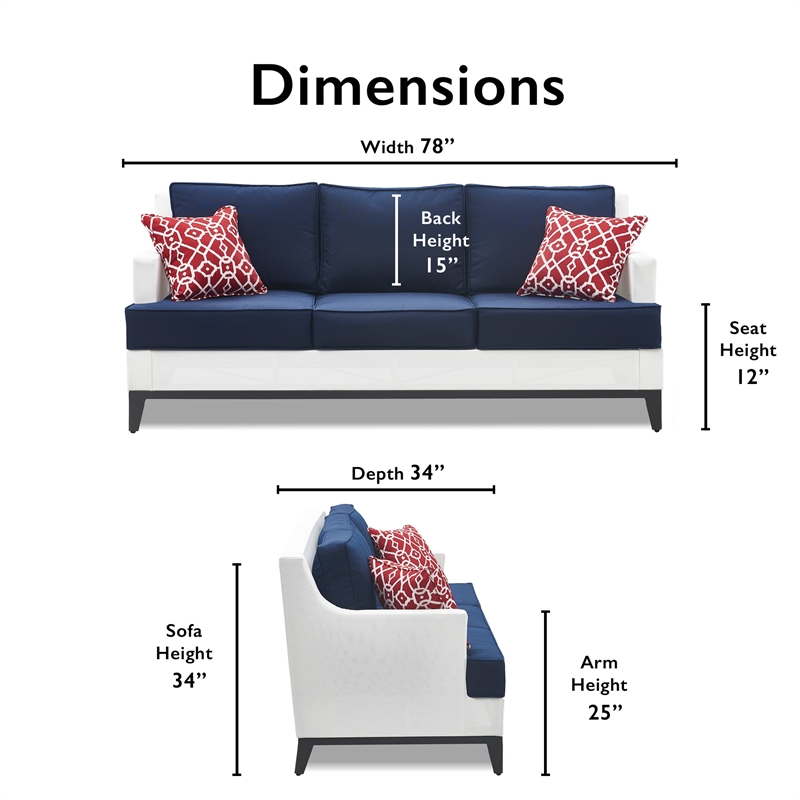 Tommy Hilfiger Hampton Outdoor Mesh Sofa Coastal White and Navy