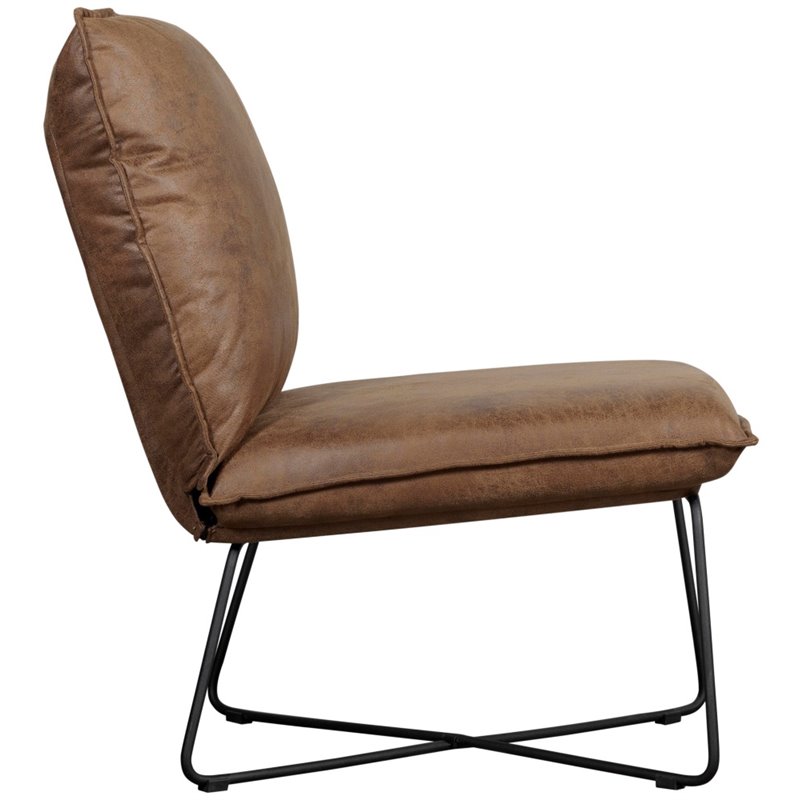 Tommy Hilfiger Ellington Armless Lounge Chair Brown Faux Leather