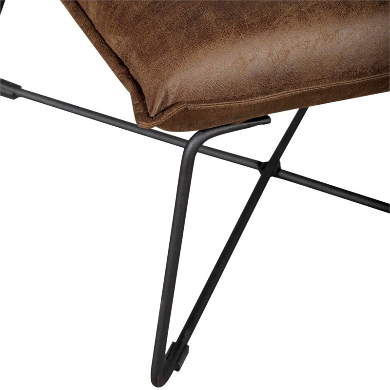 Tommy Hilfiger Ellington Armless Lounge Chair Brown Faux Leather