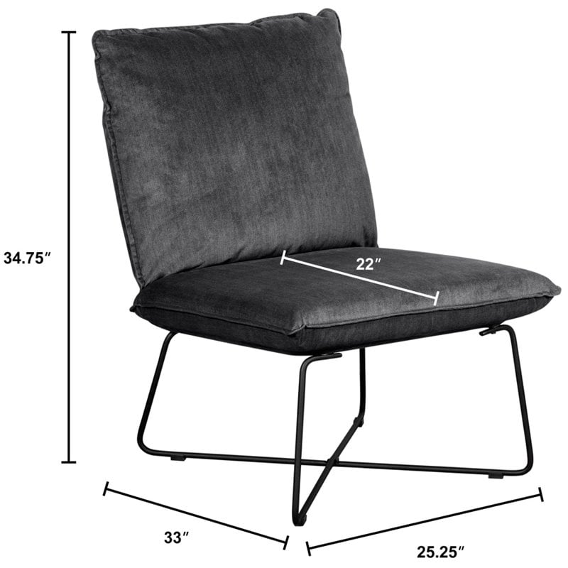 Tommy Hilfiger Ellington Armless Lounge Chair in Dark Charcoal