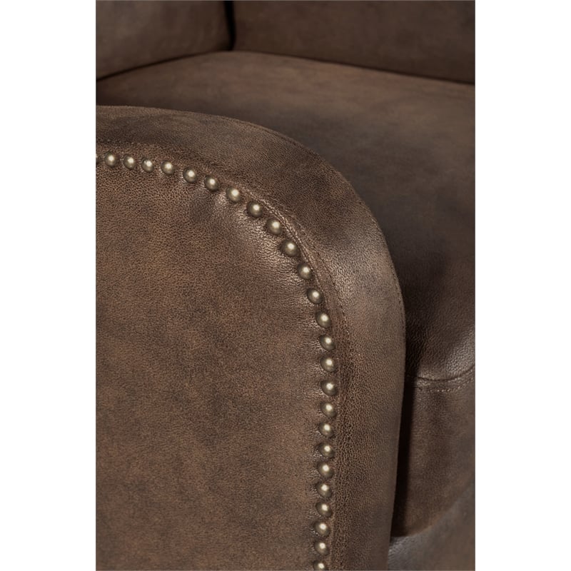 Tommy Hilfiger Eddington Modern Recliner Chair Brown Faux Leather