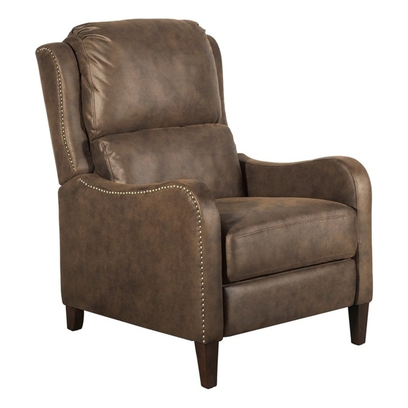 Tommy Hilfiger Eddington Modern Recliner Chair Brown Faux Leather