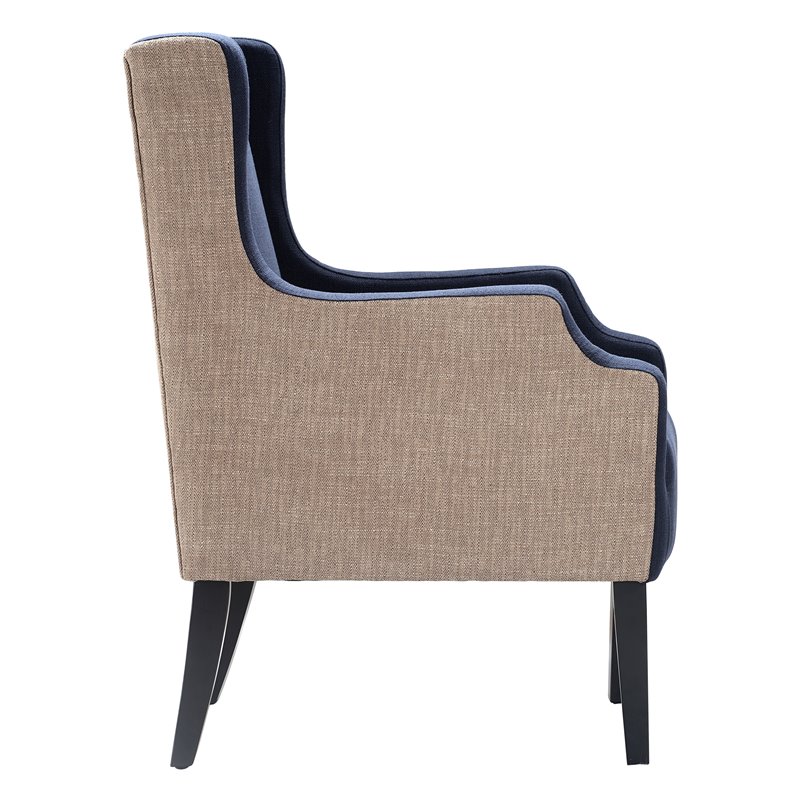 Tommy Hilfiger Barton Wingback Chair Two Toned Brown and Navy Cymax Business
