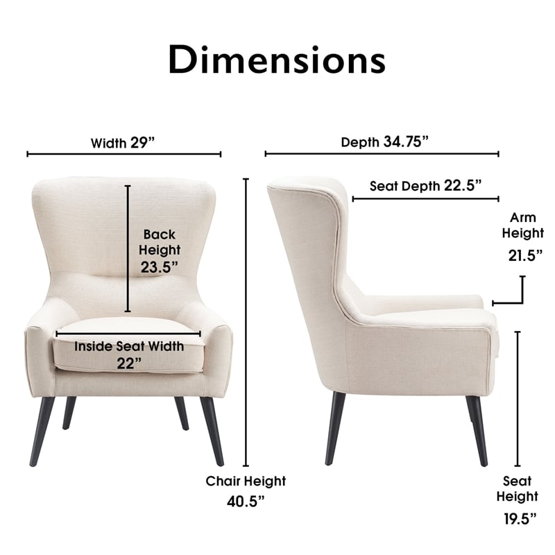 Tommy Hilfiger Auburn Wingback Chair Natural Ivory