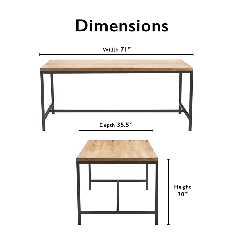 Tommy Hilfiger Robson Solid Wood and Metal Dining Table in Brown
