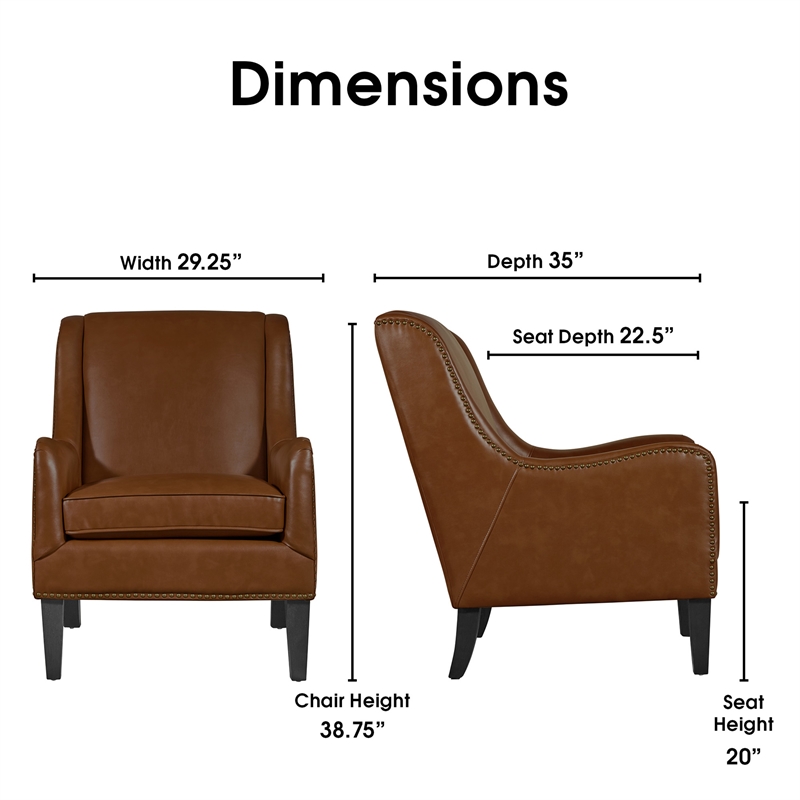 Tommy Hilfiger Andover Leather Accent Chair Cognac Brown