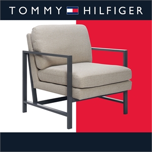 tommy hilfiger russell grey metal frame accent chair linen
