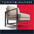 Tommy Hilfiger Russell Grey Metal Frame Accent Chair Linen