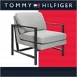 Tommy Hilfiger Russell Grey Metal Frame Accent Chair Light Grey