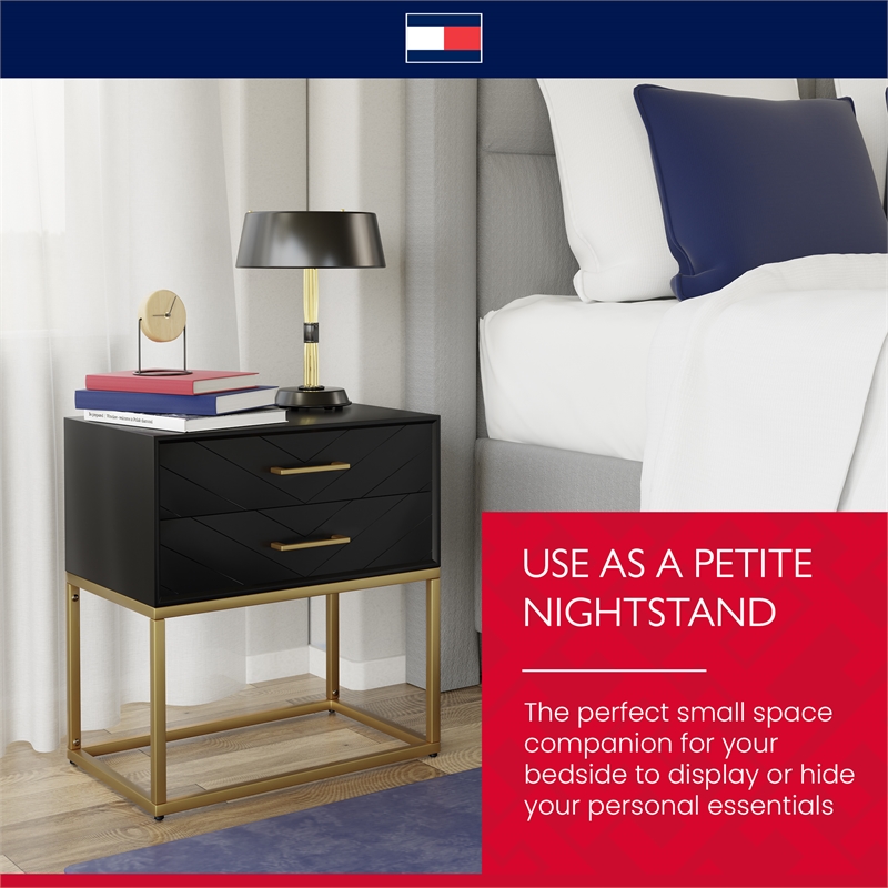 Tommy Hilfiger Ellias Bedside Table Black and Gold