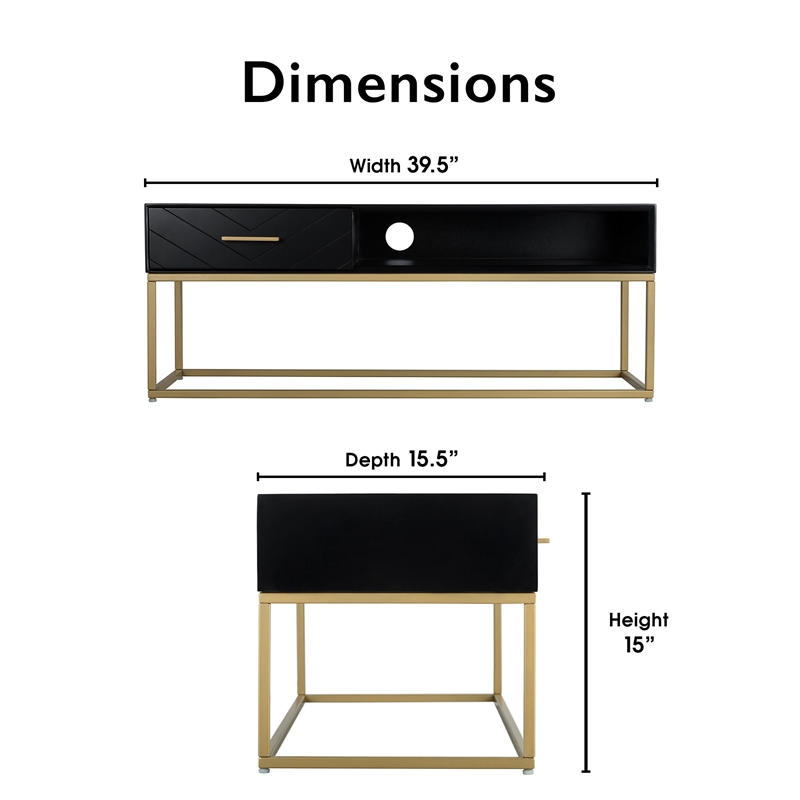 Tommy Hilfiger Ellias TV Stand Black and Gold