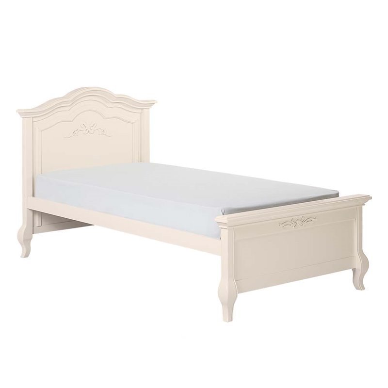 Evolur Aurora Twin Panel Bed In Ivory, Ivory Twin Bed