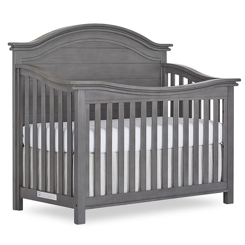 Evolur Belmar 5 In 1 Curve Top Convertible Crib In Rustic Gray For