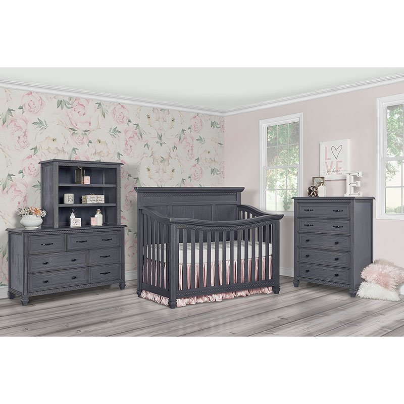 Evolur Madison 5 In 1 Flat Top Convertible Crib In Weathered Gray