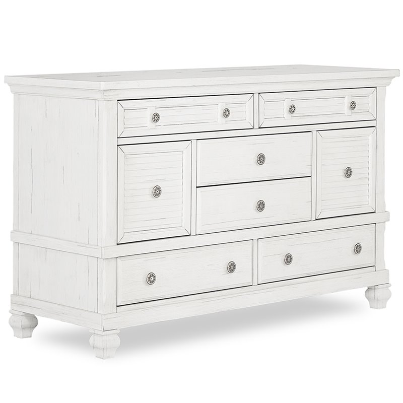 Evolur Signature Cape May 8 Drawer Baby Dresser In Weathered White
