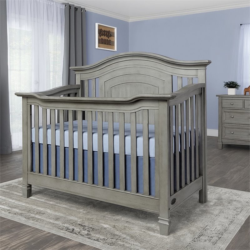 1 Convertible Crib In Ash Gray, Evolur Fairbanks 6 Drawers Dresser