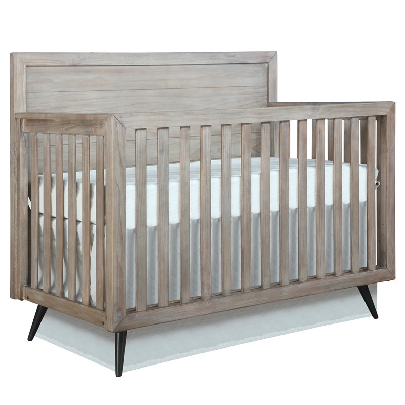 Evolur Stilnovo Mid Century 4 in 1 Convertible Crib in Windsor Oak Grey ...