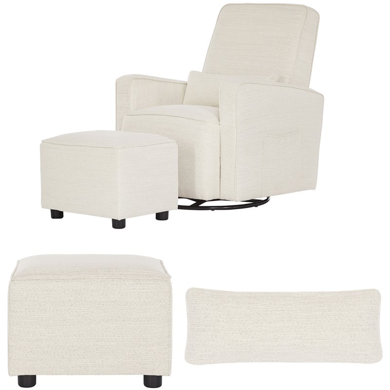Evolur Holland Fabric Upholstered Swivel Glider and Ottoman in Thunder