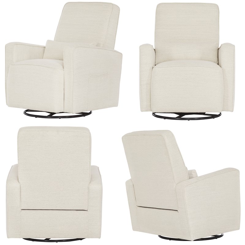 Evolur Holland Fabric Upholstered Swivel Glider and Ottoman in Thunder
