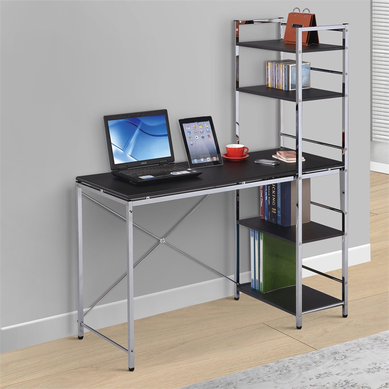 Scranton & Co Contemporary Wood/Steel Computer Desk in Black/Chrome