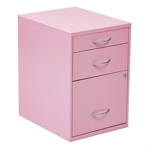 Scranton & Co 22&quot Modern Metal Pencil Box Storage File Cabinet in Pink
