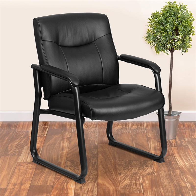 Scranton & Co Leather Executive Side Chair in Black