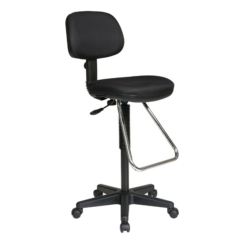 Scranton & Co Contemporary Fabric Drafting Chair with Teardrop Footrest in Black