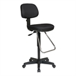 Scranton & Co Contemporary Fabric Drafting Chair with Teardrop Footrest in Black