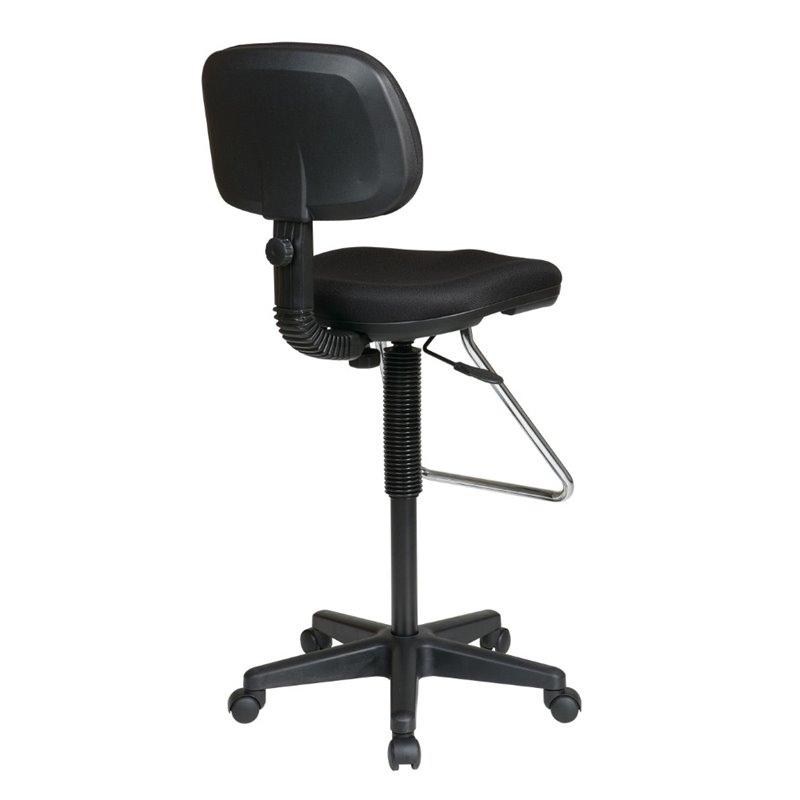 Scranton & Co Contemporary Fabric Drafting Chair with Teardrop Footrest in Black