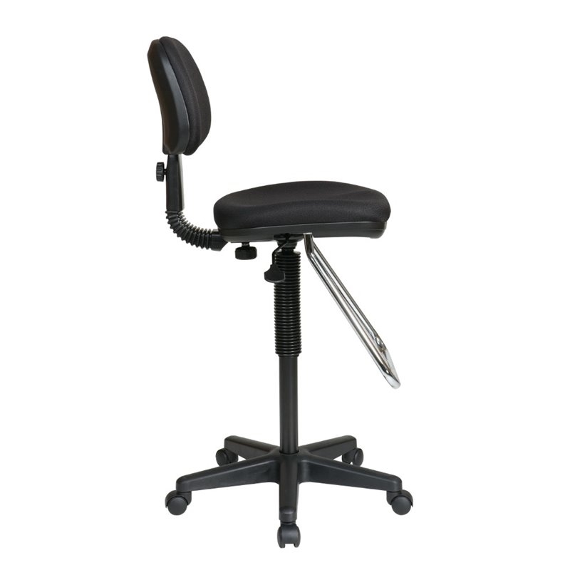 Scranton & Co Contemporary Fabric Drafting Chair with Teardrop Footrest in Black