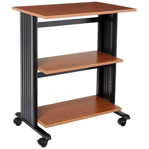 Scranton & Co Metal & Wood Mobile Machine Cart in Medium Oak/Black