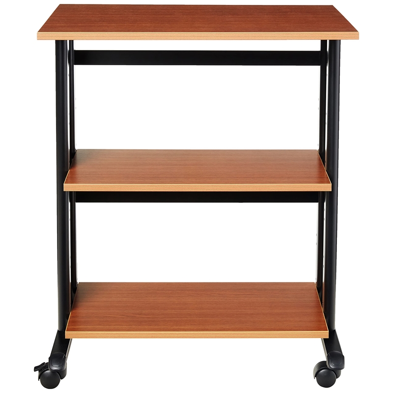 Scranton & Co Metal & Wood Mobile Machine Cart in Medium Oak/Black