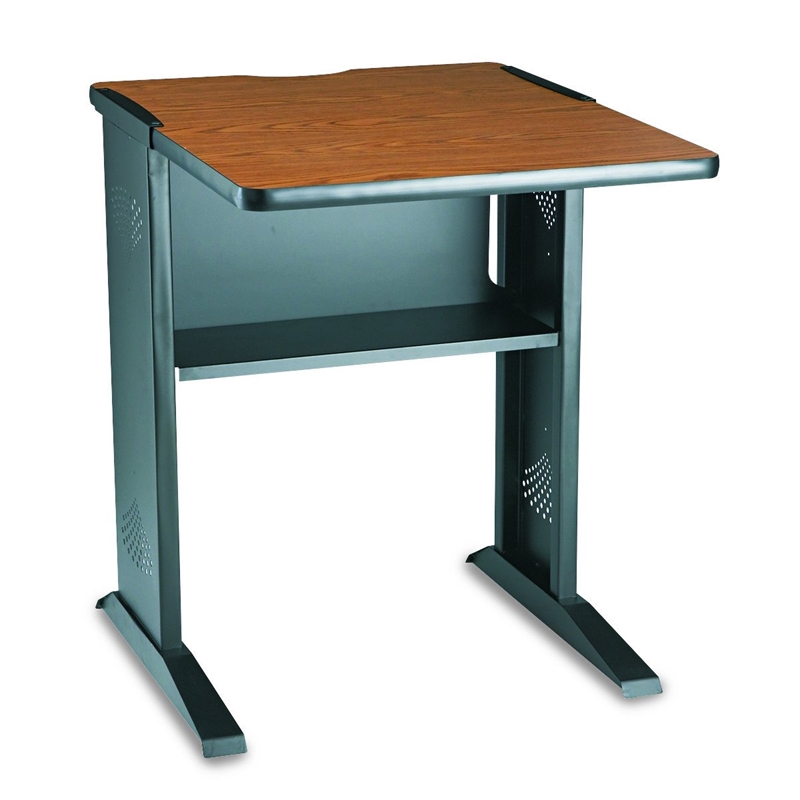Scranton & Co Metal Printer Stand with Reversible Top in Medium Oak