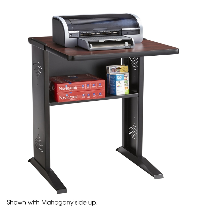 Scranton & Co Metal Printer Stand with Reversible Top in Medium Oak