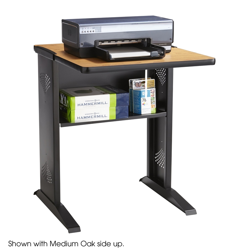 Scranton & Co Metal Printer Stand with Reversible Top in Medium Oak