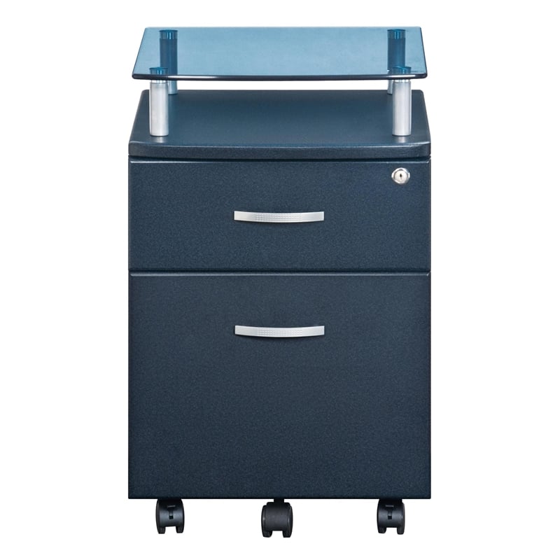 Scranton & Co 2 Drawer Wood Mobile File Cabinet in Graphite