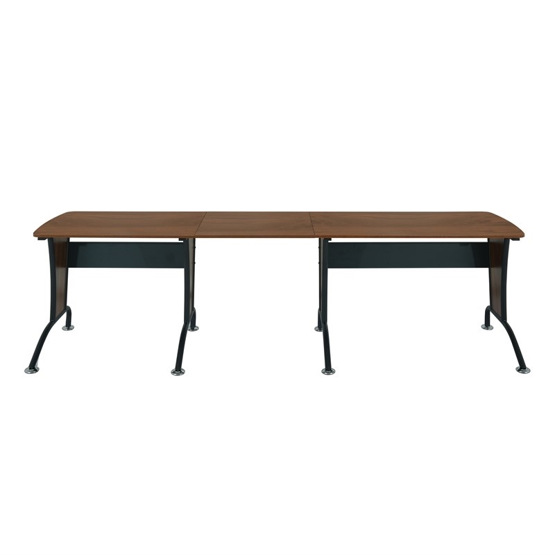 Scranton & Co Wood and Metal L-Shaped Computer Desk in Mahogany