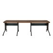 Scranton & Co Wood and Metal L-Shaped Computer Desk in Mahogany