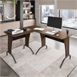 Scranton & Co Wood and Metal L-Shaped Computer Desk in Mahogany