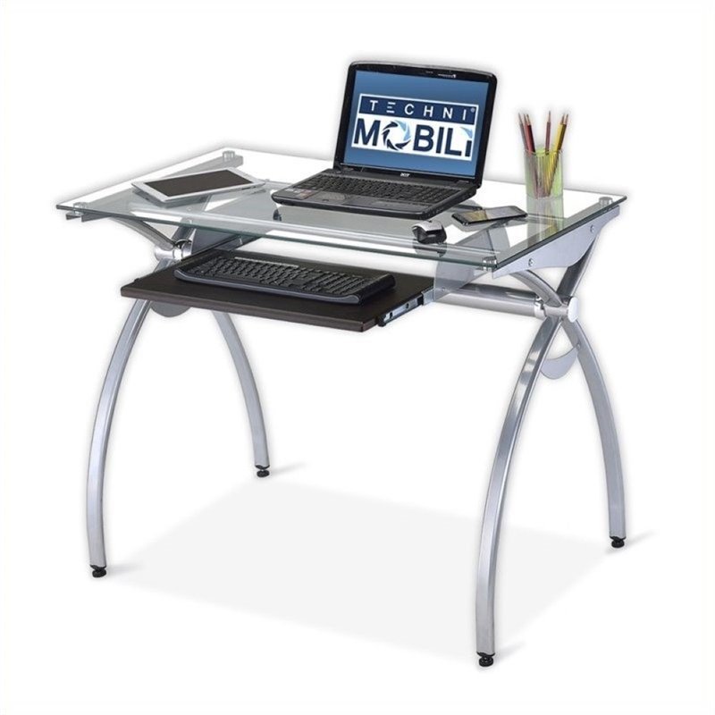 Scranton Co Glass Top Metal Computer Desk