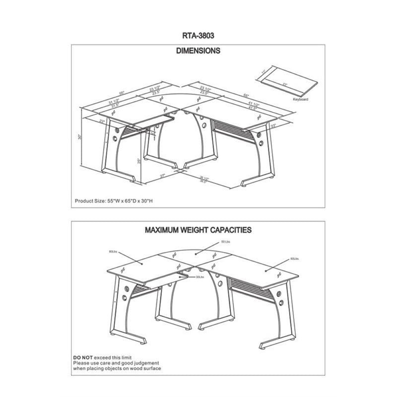 Scranton Co Frosted Glass Top L Shaped Computer Desk In Graphite