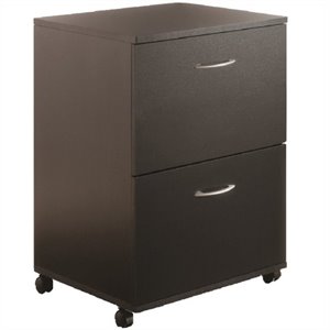 scranton & co 2 drawer mobile wood file cabinet in black