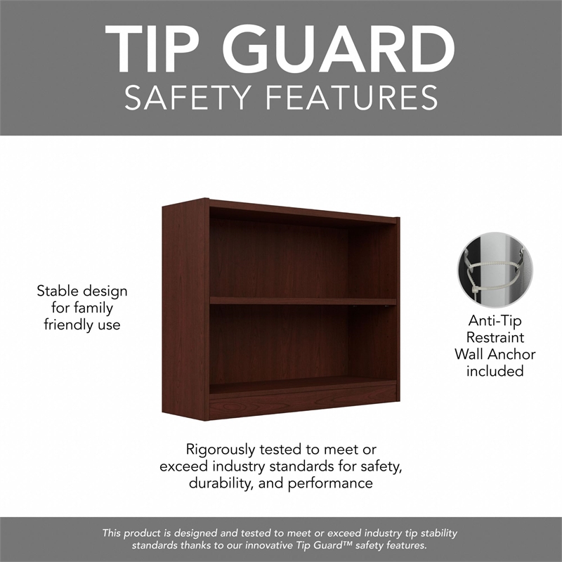 Scranton & Co 2 Shelf Wood Bookcase in Vogue Cherry