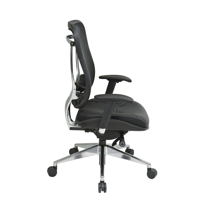 Scranton & Co Leather High Back Office Chair in Black Gunmetal