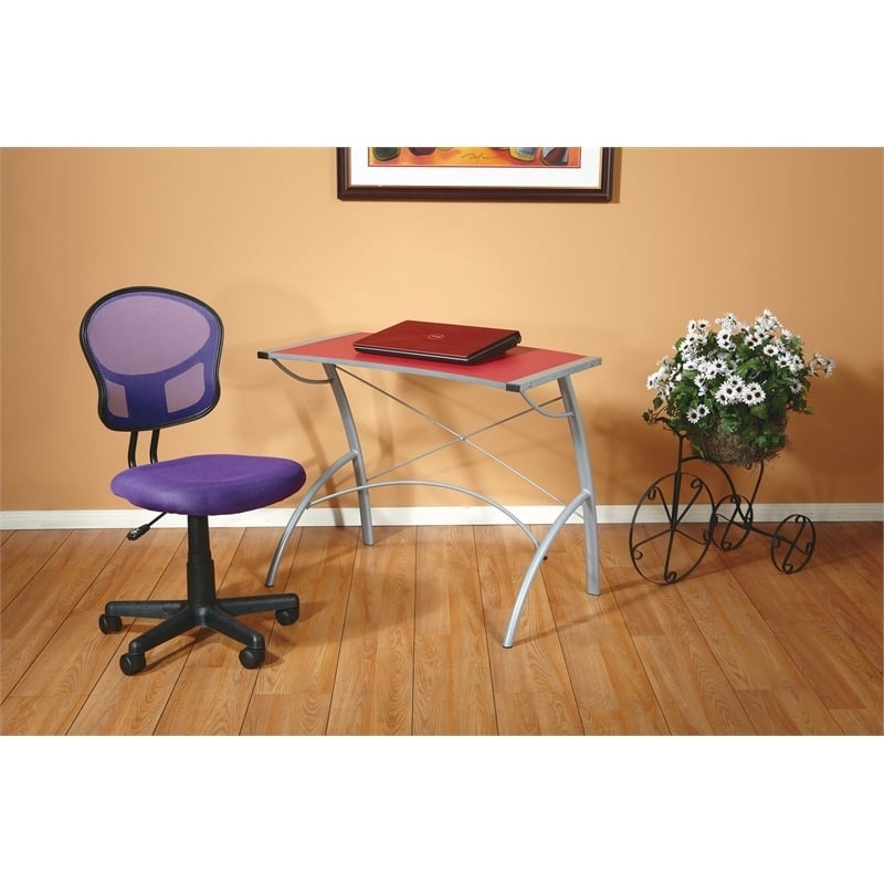 Scranton & Co Modern Mesh Fabric Task Office Chair in Purple/Nylon