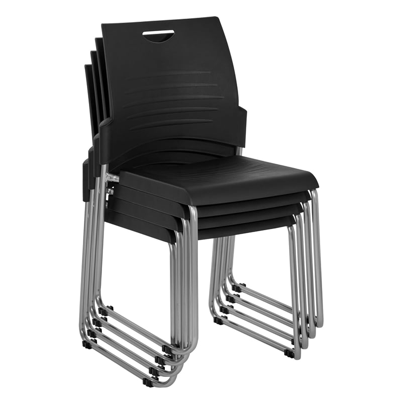 Scranton & Co Sled Base Stacking Chair in Black (Set of 4)