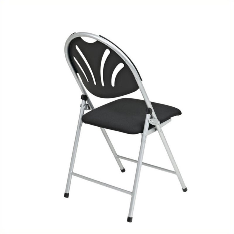 Scranton & Co Plastic Folding Chair in Black and Silver (Set of 4)