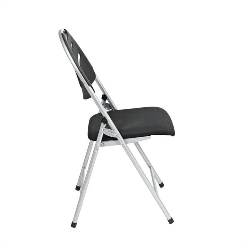 Scranton & Co Plastic Folding Chair in Black and Silver (Set of 4)